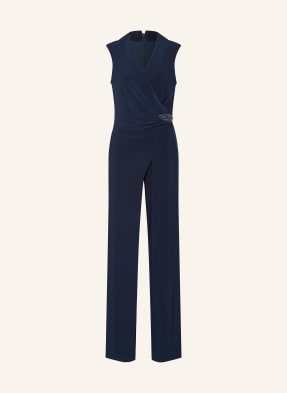 ADRIANNA PAPELL Jersey jumpsuit with decorative gems in wrap look
