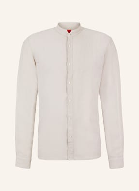 HUGO Linen shirt ELVORY slim fit with stand-up collar