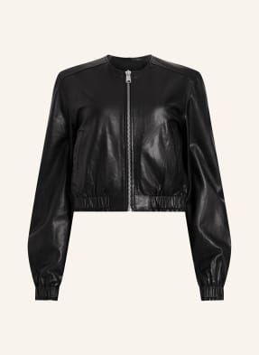 ALLSAINTS Cropped leather bomber jacket EVERLY
