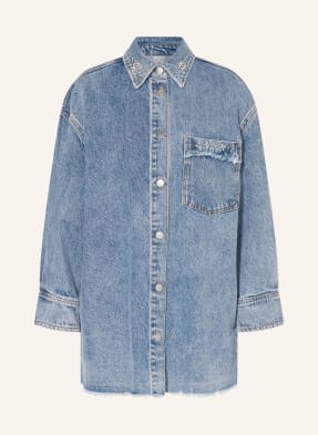 Y.A.S. Denim overshirt with 3/4 sleeves and decorative gems