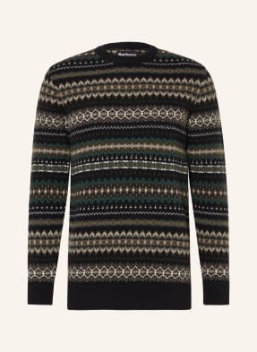 Barbour Svetr Case černá / bílá / zelená