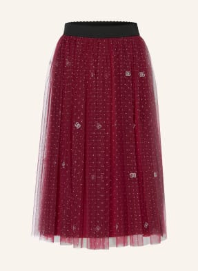 Dolce & Gabbana Tylová Sukně tmavě červená / stříbrná