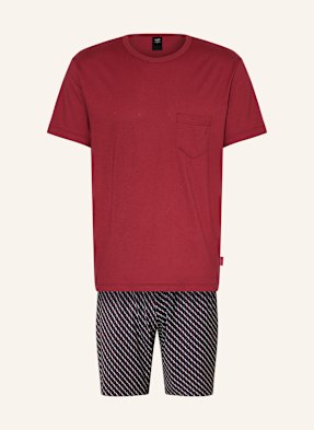 Calida Pyžamo Se Šortkami Relax Imprint tmavě červená / tmavě modrá / bílá