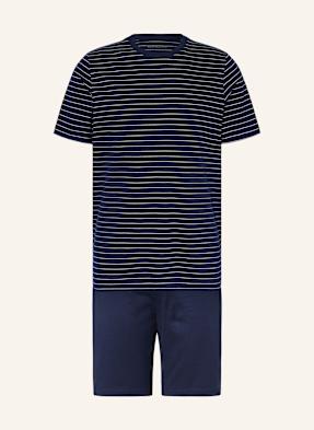 Schiesser Shorty-Schlafanzug Casual Essentials blau