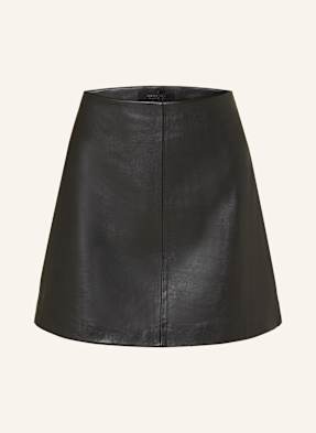Allsaints Kožená Sukně Renai černá