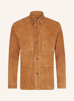 Strokesman's Leder-Overshirt braun
