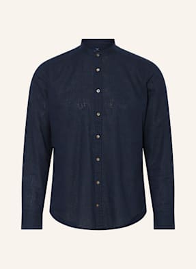 Strokesman's Hemd Regular Fit Mit Leinen Und Stehkragen blau