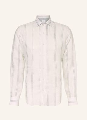 Eleventy Lněná Košile Slim Fit bílá / světle šedá