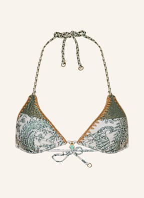 Banana Moon Couture Trojúhelníkový Bikini Top Bosco Nassimia S Třpytivou Přízí režná / zelená / béžová