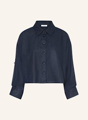 Reiss Cropped-Hemdbluse Mit 3/4-Arm blau