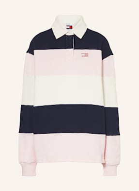 Tommy Jeans Rugbyové Tričko růžová / tmavě modrá / krémová