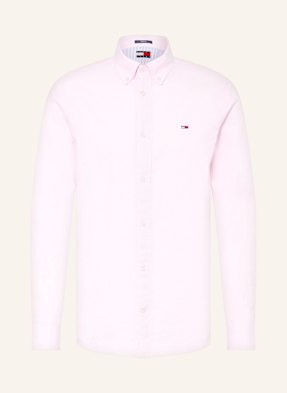 Tommy Jeans Košile Regular Fit S Příměsí Lnu růžová