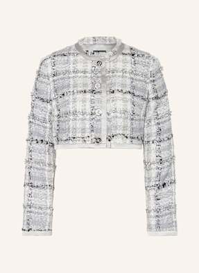 Dolce & Gabbana Cropped Bunda Rachel Z Tvídu S Třpytivou Přízí šedá / světle šedá / stříbrná