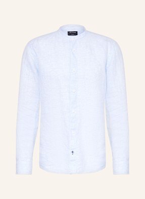 Olymp Leinenhemd Casual Regular Fit Mit Stehkragen blau