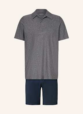 Schiesser Pyžamo Se Šortkami Selected Premium Jacquard tmavě modrá / šedá