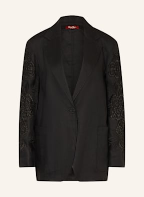 Max Mara Studio Blejzr Angizia Ze Lnu S Krajkou černá
