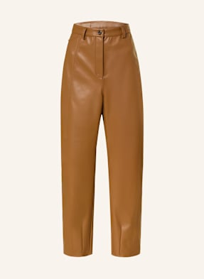 Mm By Max Mara 7/8 Kalhoty Anselmo V Koženém Vzhledu hnědá