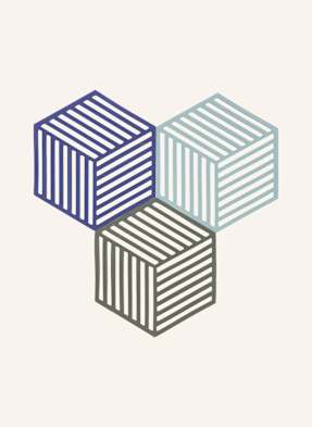 Zone Denmark 3dílná Sada Podtácků Hexagon tmavě modrá / tmavě modrá / olivová