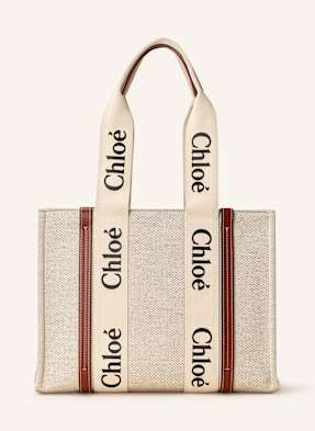 Chloé Shopper Woody Medium white - brown