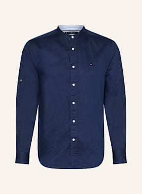 Tommy Hilfiger Hemd Regular Fit Mit Leinen Und Stehkragen blau