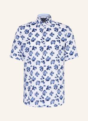 Olymp Košile S Krátkým Rukávem Casual Regular Fit Ze Lnu bílá / tmavě modrá