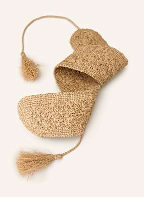 IBELIV LAHADYTEA 関税送料込 LAHADY - RAFFIA Handbag with Leather Shoulder Strap Medium