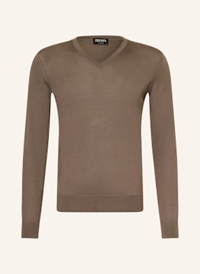 Zegna Kašmírový Svetr Cashseta S Hedvábím černošedá