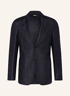 Zegna Sako Slim Fit Se Lnem tmavě modrá
