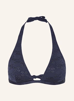Vilebrequin Horní Díl Bikin Se Zavazováním Okolo Krku Jacquard Turtle Monogram Fleche tmavě modrá