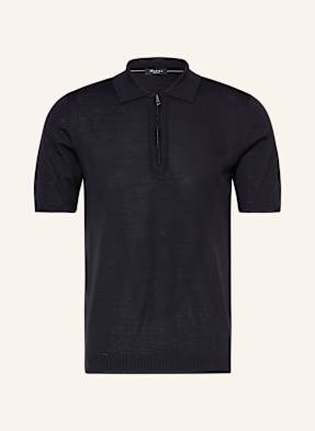 Maerz Muenchen Strick-Poloshirt Aus Merinowolle blau