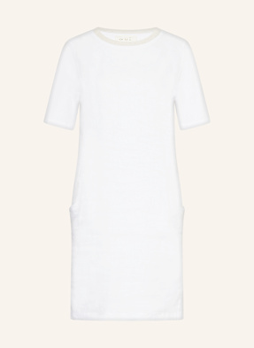 Oui Kleid Im Materialmix Mit Leinen weiss