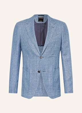 Zegna Sako S Příměsí Lnu Slim Fit modrá