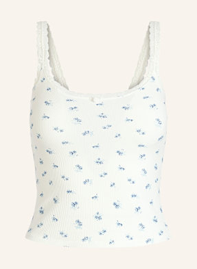 Skims Pohodlný Domácí Top Soft Lounge Lace bílá / modrá