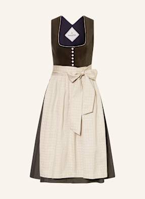 Heimatglück Tracht Dirndl Ella olivová / krémová