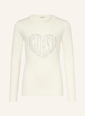 Guess Pullover Mit Schmucksteinen weiss