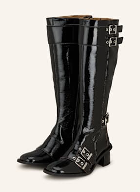 Ganni Lackstiefel schwarz