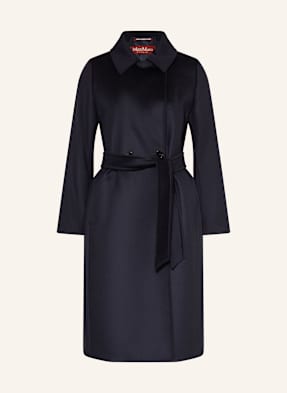 Max Mara Studio Vlněný Kabát Bcollag tmavě modrá