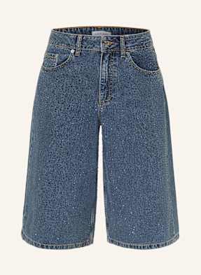 Mrs & Hugs Jeans-Bermudas Mit Schmucksteinen blau