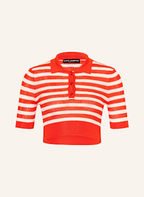 Dolce & Gabbana Cropped Polokošile Z Žerzeje bílá / červená