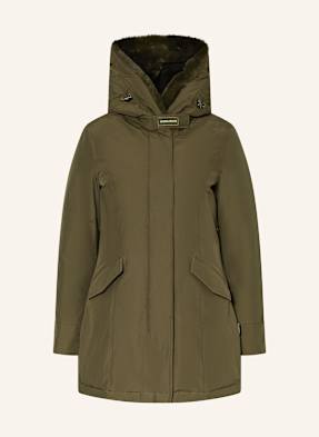 Woolrich Péřová Bunda Beaker S Umělou Kožešinou khaki
