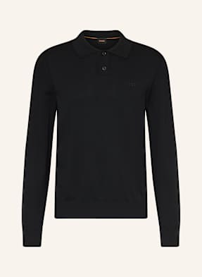 Boss Strick-Poloshirt Asac schwarz