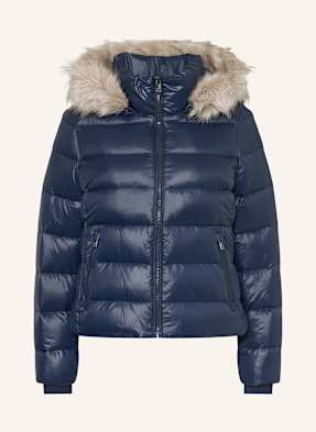 Tommy Hilfiger Péřová Bunda S Odnímatelnou Umělou Kožešinou tmavě modrá