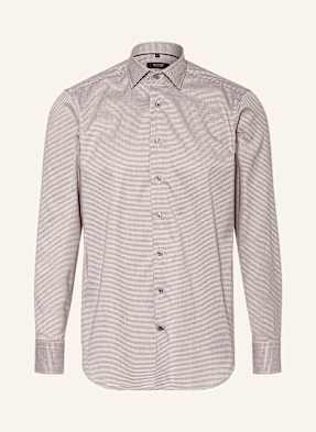 Olymp Signature Košile Signature Tailored Fit hnědá / bílá