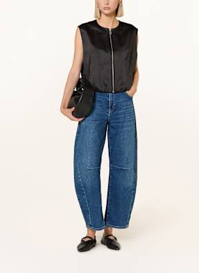 MAC Jeans Damen Wide Fringe Jeans - Winter Baby Blue, Straight Fit Mit Offenem Saum, Größe W42/L30