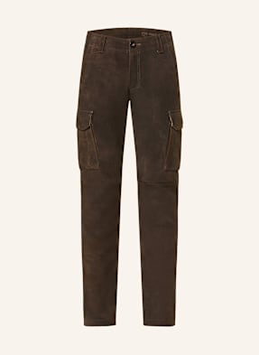 Meindl Kožené Kalhoty Island Trousers Slim Fit tmavě hnědá