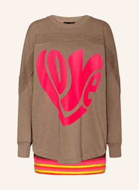 Miss Goodlife Oversized Mikina béžová / neonově růžová / neonově oranžová