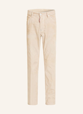 dsquared2 Manšestrové Kalhoty Straight Fit světle hnědá