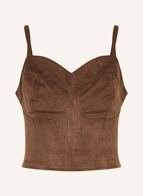 Guess Top In Lederoptik braun