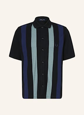 Fred Perry Košile S Krátkým Rukávem Relaxed Fit tmavě modrá / modrá / mátová
