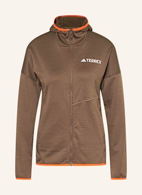 Adidas Terrex Fleecová Bunda Terrex Xperior Climawarm Lifgt Fleece Hooded hnědá